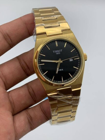 Tissot-Prx-Black-Dial-Quartz-Gold