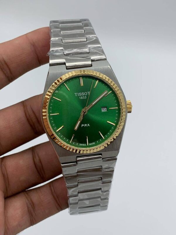 Tissot-Prx-Green-Dial-Rose-Gold-Bazel-Quartz-Silver