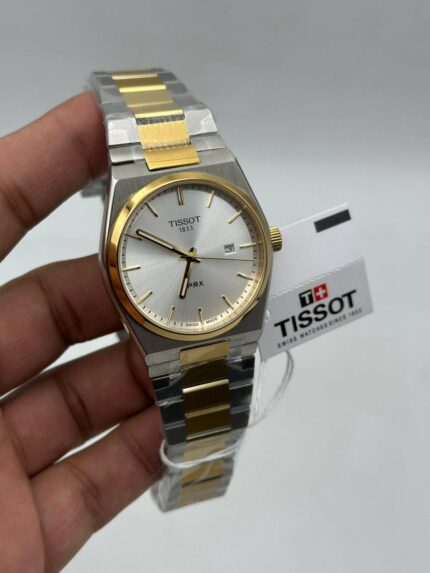 Tissot-Prx-White-Dial-Quartz-Two-Tone