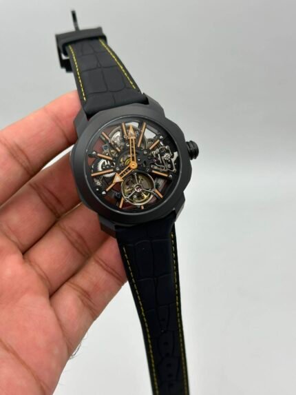 Bvlgari-Octo-Roma-Tourbillon-Skeleton-Black-Leather-Strap-Black