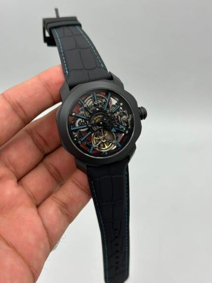 Bvlgari-Octo-Roma-Tourbillon-Skeleton-Black-Leather-Strap-Black.