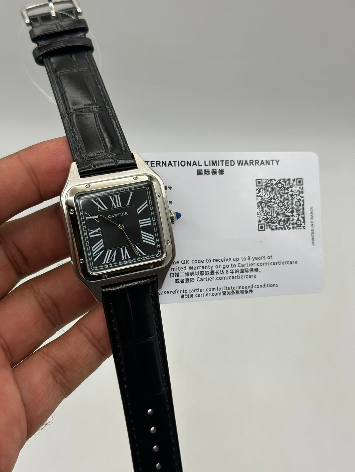 Cartier-Santos-Dumont-Black-Dial-Black-Leather-Strap-Silver Cartier-Santos-Dumont-Black-Dial-Black-Leather-Strap-Silver