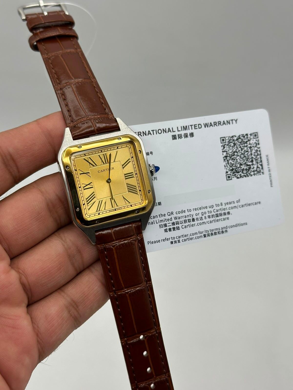 Cartier-Santos-Dumont-Gold-Dial-Brown-Leather-Strap-Gold Cartier-Santos-Dumont-Gold-Dial-Brown-Leather-Strap-Gold