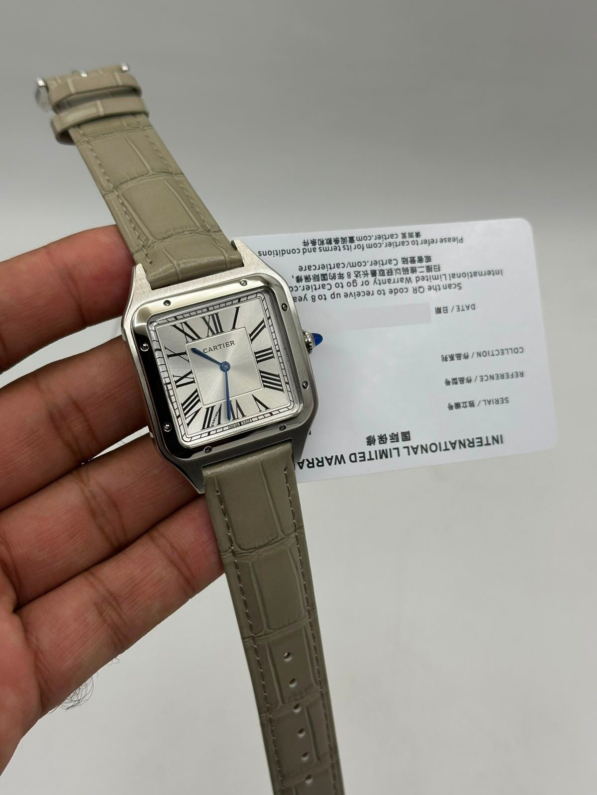Cartier-Santos-Dumont-White-Dial-Grey-Leather-Strap-Silver Cartier-Santos-Dumont-White-Dial-Grey-Leather-Strap-Silver