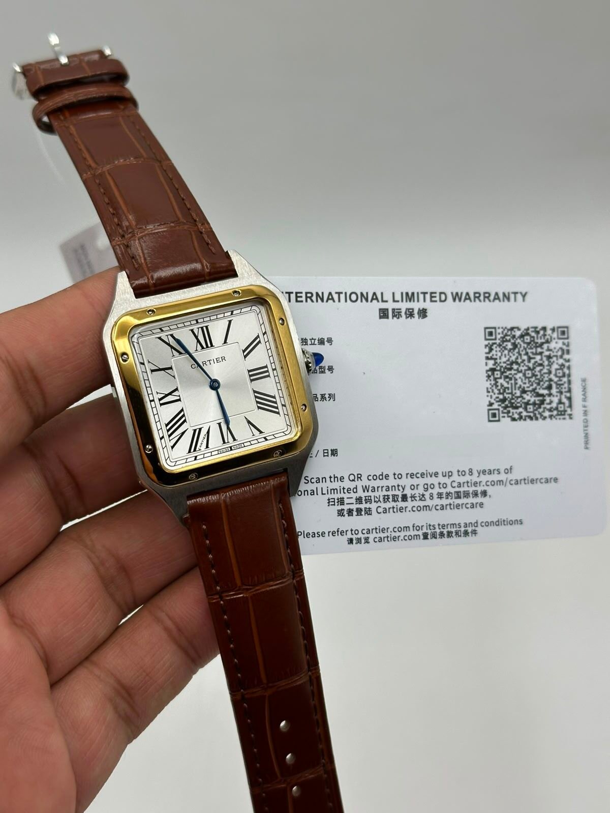 Cartier-Santos-Dumont-White-Dial-Blrown-Leather-Strap-Gold Cartier-Santos-Dumont-White-Dial-Blrown-Leather-Strap-Gold