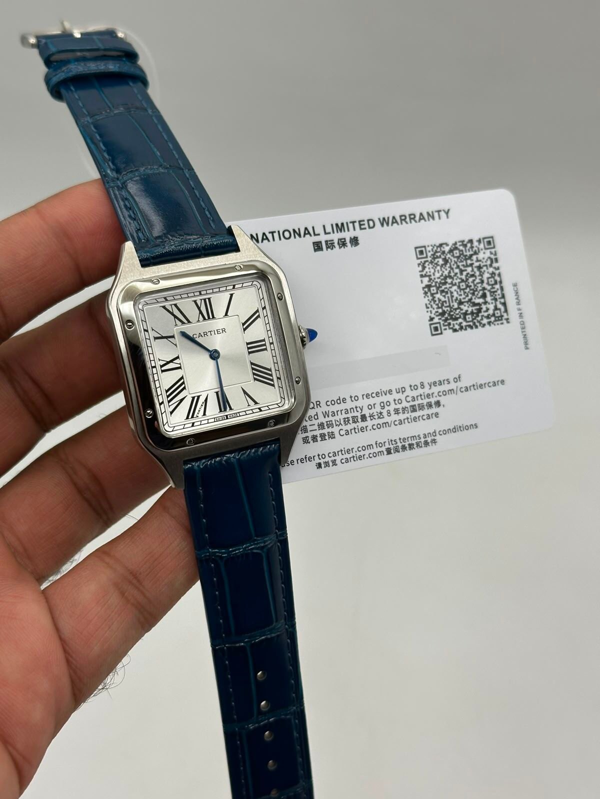 Cartier-Santos-Dumont-White-Dial-Blue-Leather-Strap-Silver Cartier-Santos-Dumont-White-Dial-Blue-Leather-Strap-Silver