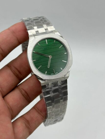 Gucci-25h-Green-Dial-Silver.