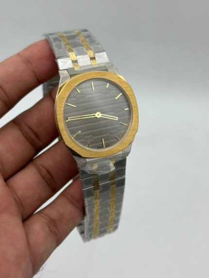 Gucci-25h-Grey-Dial-Two-Tone