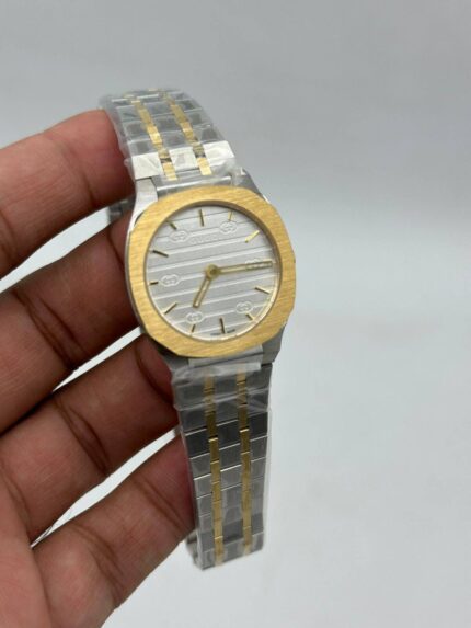 Gucci-25h-White-Dial-Two-Tone