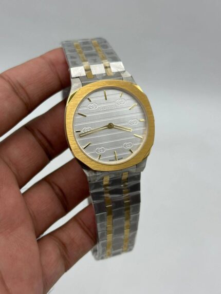 Gucci-25h-White-Dial-Two-Tone