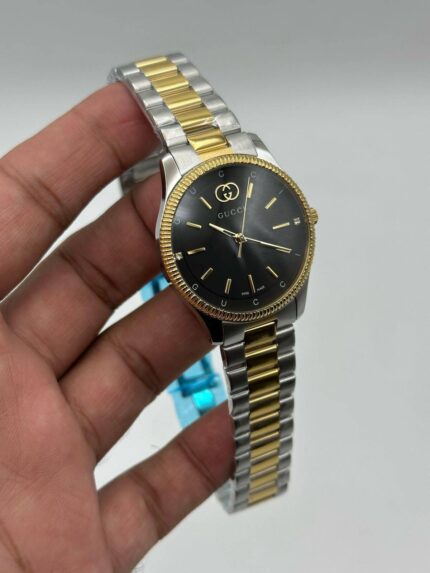 Gucci-G-Timeless-Black-Dial-Two-Tone