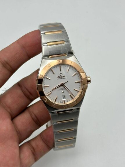 Omega-Constellation-White-Dial-Two-Tone-Titanium