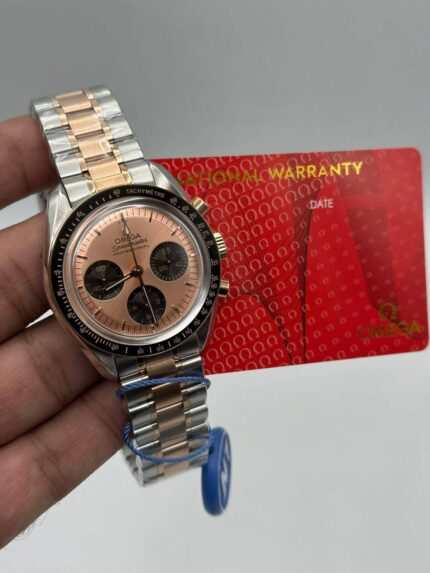 Omega-Speed-Master-Moon-Watch-Rose-Gold-Dial-Two-Tone