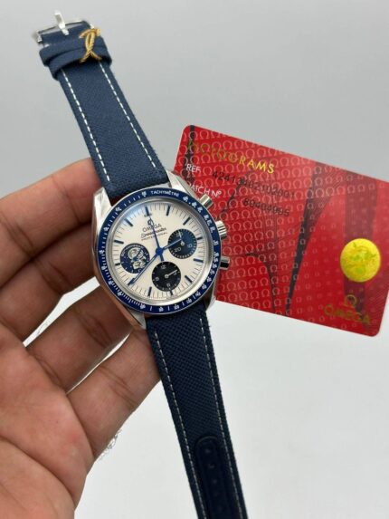 Omega-Speed-Master-Snoopy-50th-Anniversary-White-Dial-Leather-Strap