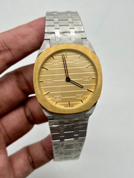 Gucci-25h-Gold-Dial-Silver