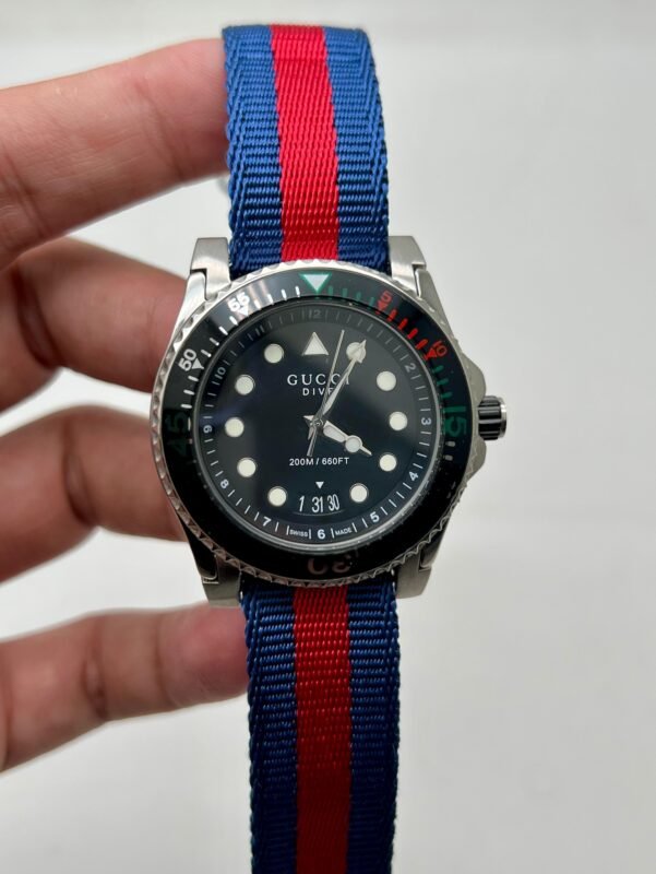 Gucci-Drive-Black-Dial-Nato-Strap
