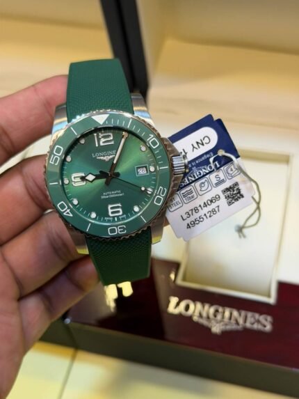 Longines-HydroConquest-Green-Dial-Rubber-Strap