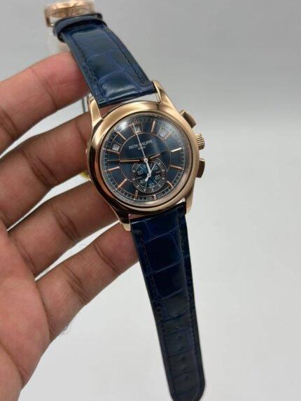 Patek-Philippe-Complications-Flyback-Chronograph-Annual-Calendar-Blue-Dial-Blue-Leather-Strap-Rose-Gold