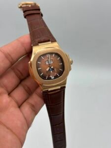 Patek-Philippe-Nautilus-Annual-Calendar-Brown-Dial-Brown-Leather-Strap-Silver