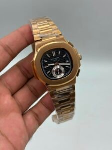 Patek-Philippe-Nautilus-Black-Dial-Chronograph-Rose-Gold