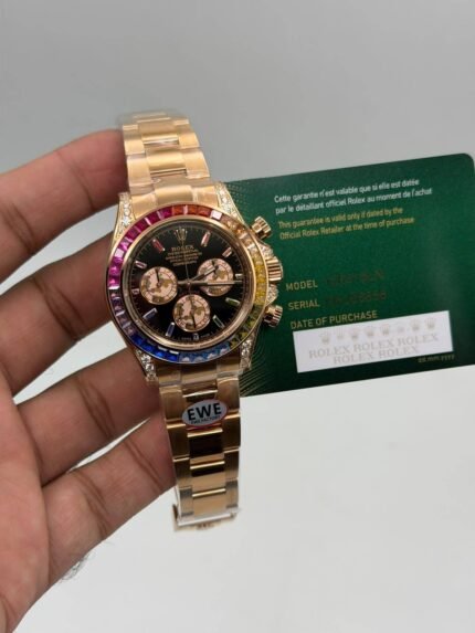 Rolex-Cosmograph-Daytona-Black-Dial-Rainbow-Rose-Gold
