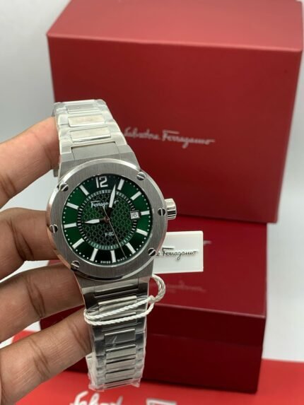 Salvatore-Ferragamo-F-80-Classic-Green-Dial-Silver