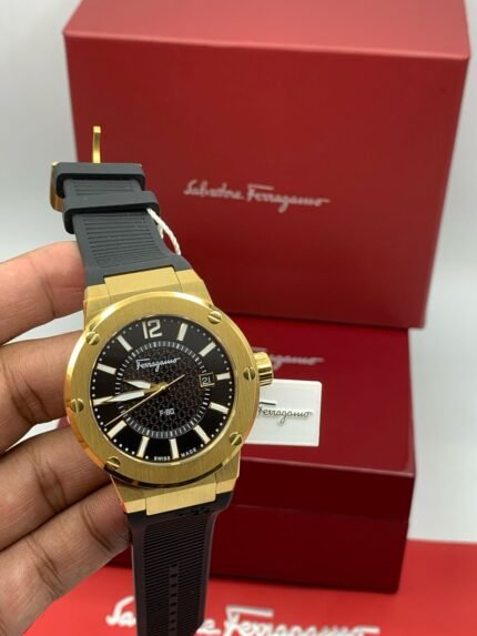 Salvatore-Ferragamo-F-80-Classic-Black-Dial-Rubber-Strap-Gold