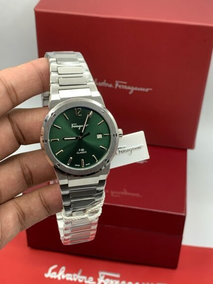 SALVATORE-FERRAGAMO-F-80-CLASSIC-GREEN-DIAL-SILVER
