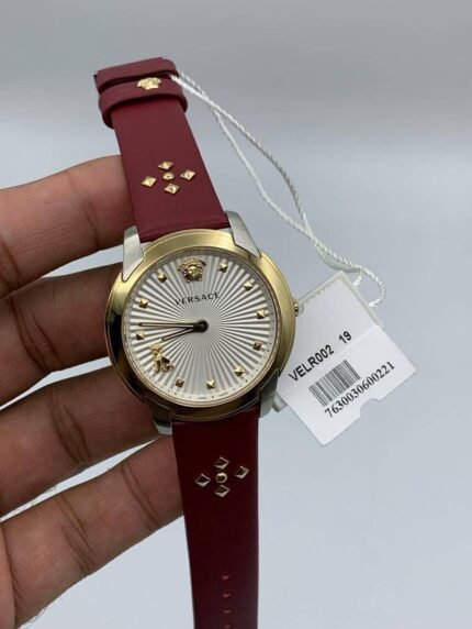 Versace-Audrey-Silver-Dial-Red-Strap-Quartz