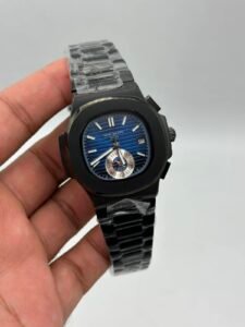 Patek-Philippe-Nautilus-Blue-Dial-Chronograph-Black