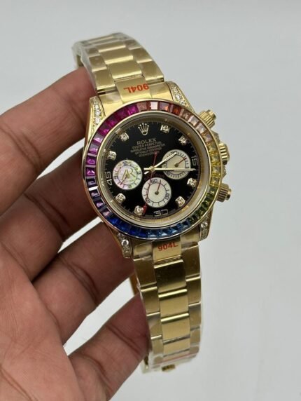 Rolex-Cosmograph-Daytona-Black-Dial-Rainbow-Gold