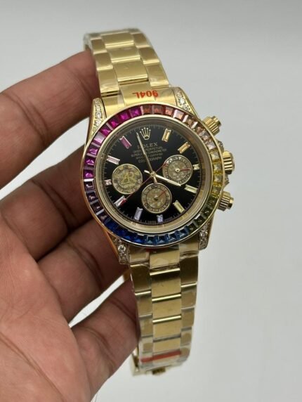 Rolex-Cosmograph-Daytona-Black-Dial-Rainbow-Gold