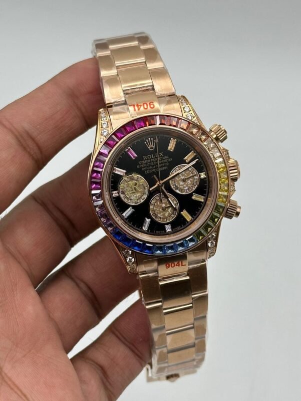 Rolex-Cosmograph-Daytona-Black-Dial-Rainbow-Rose-Gold