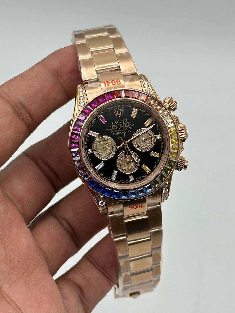 Rolex-Cosmograph-Daytona-Black-Dial-Rainbow-Rose-Gold Rolex-Cosmograph-Daytona-Black-Dial-Rainbow-Rose-Gold