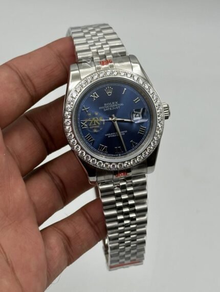 Rolex-Date-Just-Black-Dial-Diamond-Bazel-Silver