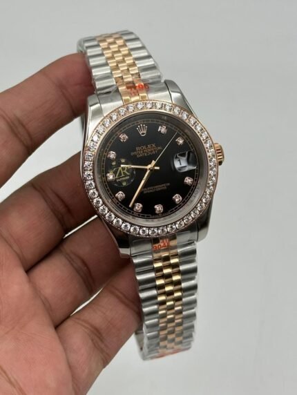Rolex-Date-Just-Brown-Dial-Diamond-Bazel-Two-Tone