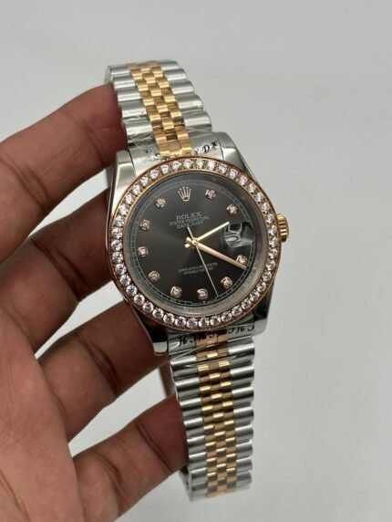 Rolex-Date-Just-Brown-Dial-Diamond-Bazel-Two-Tone